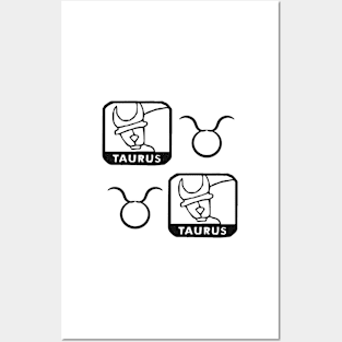 Taurus Birth Sign - Black Posters and Art